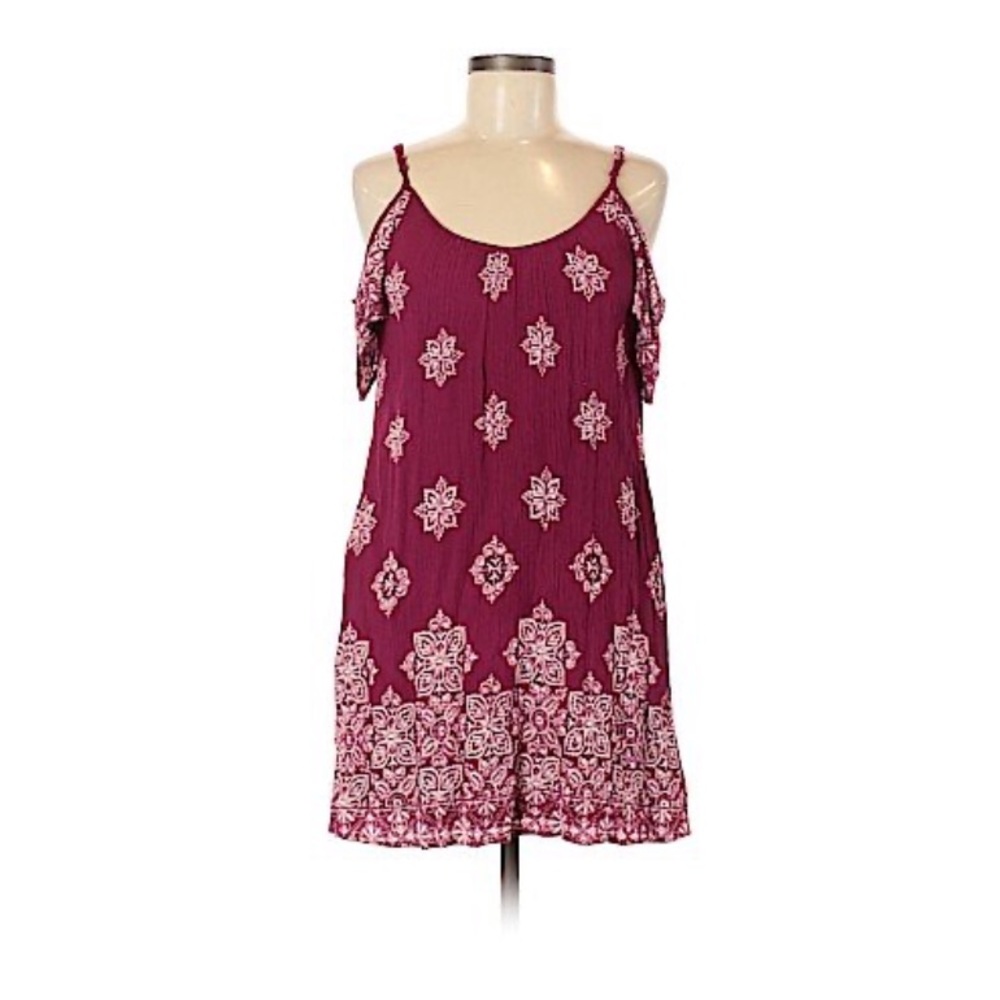 Mossimo Casual Dress (maroon with floral pattern)
